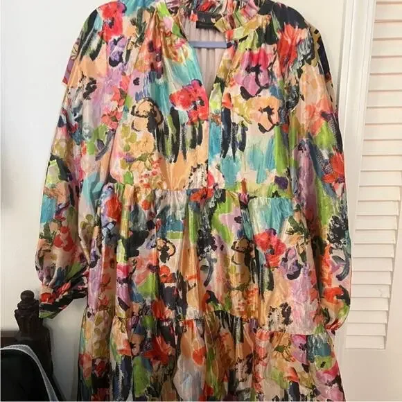 Stine Goya Jasmine Tiered Printed Lamé Mini Dress - Picture 7 of 11